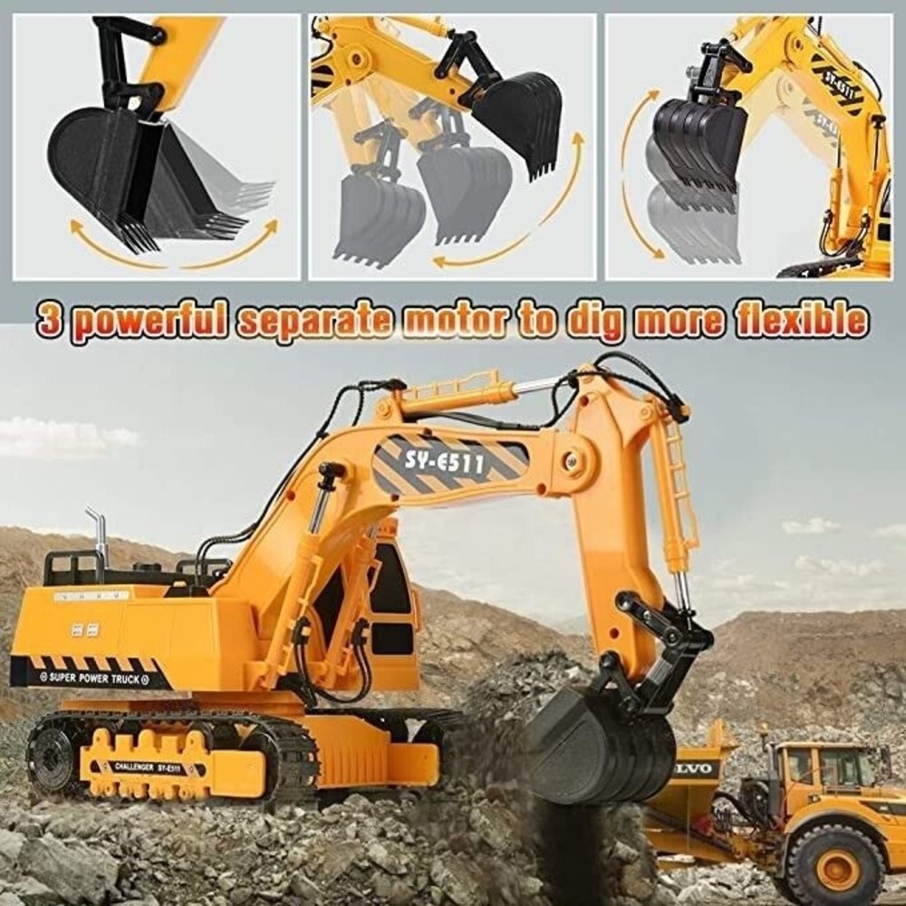 Remote Control Excavator RC Toy 120 RC Excavator Toy 3 Separate Motors Constr... - Picture 4 of 4